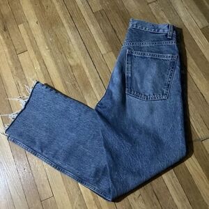 Zara Men's Size 4 (26 -26) Solid Blue Denim Jeans,100% Cotton,Distressed Bottom